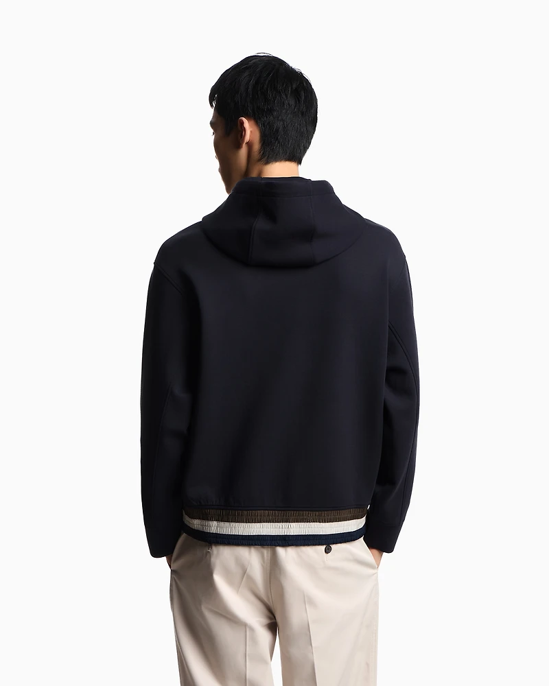 Emporio Armani - ASV double-jersey hooded sweatshirt with three-colour logo patch, Man, Navy Blue, Size: