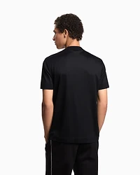 Emporio Armani - ASV Lyocell-blend jersey T-shirt with oversized embroidery, Man, Black, Size: