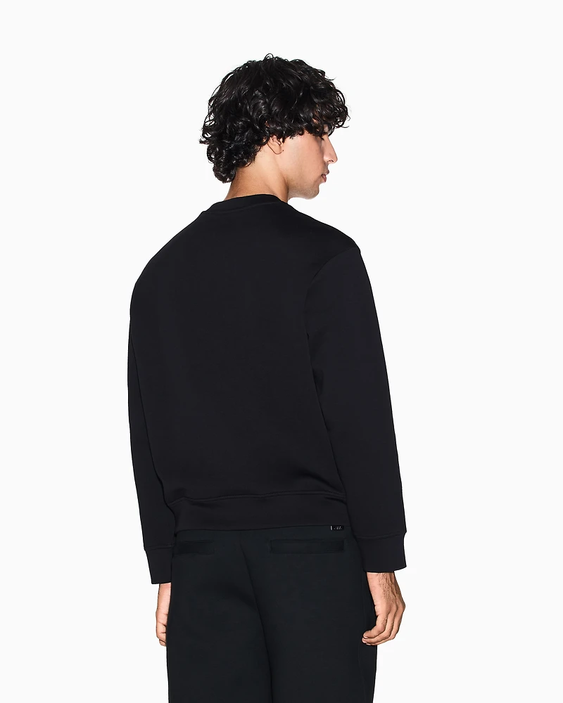 Armani Exchange - Black crewneck cotton sweatshirt, Man, Black, Size: