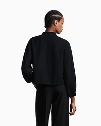Emporio Armani - Technical cady blouson with logo embroidery, Woman, Black, Size: