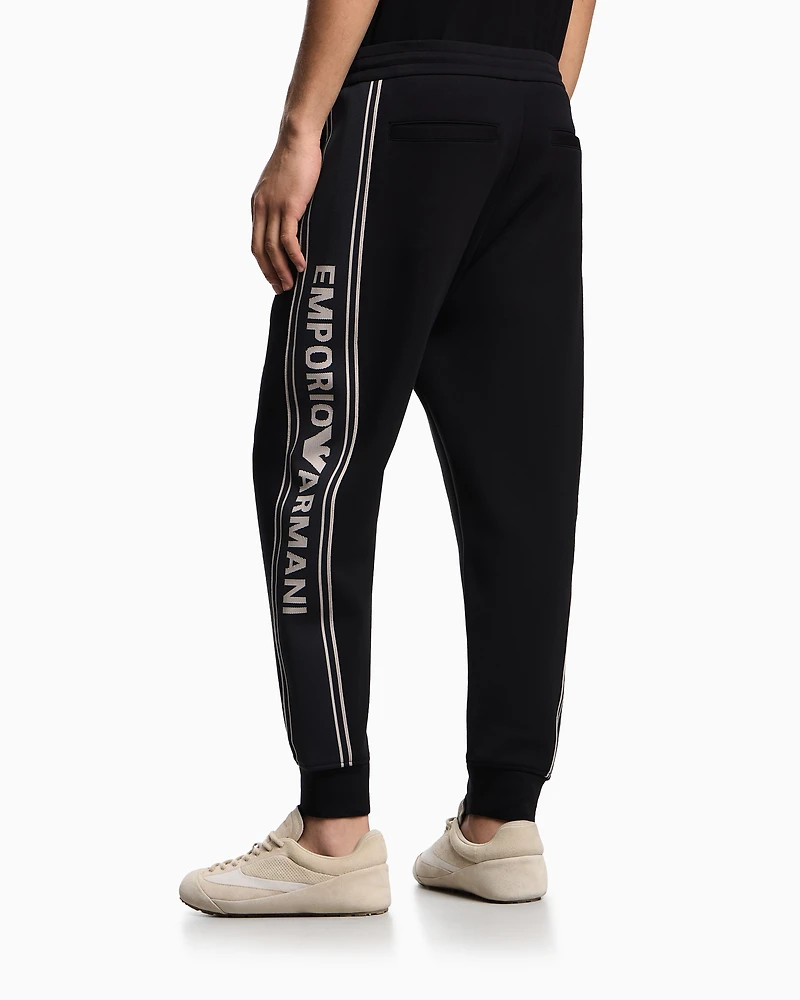 Emporio Armani - ASV double-jersey joggers with logo stripes, Man, Black, Size: