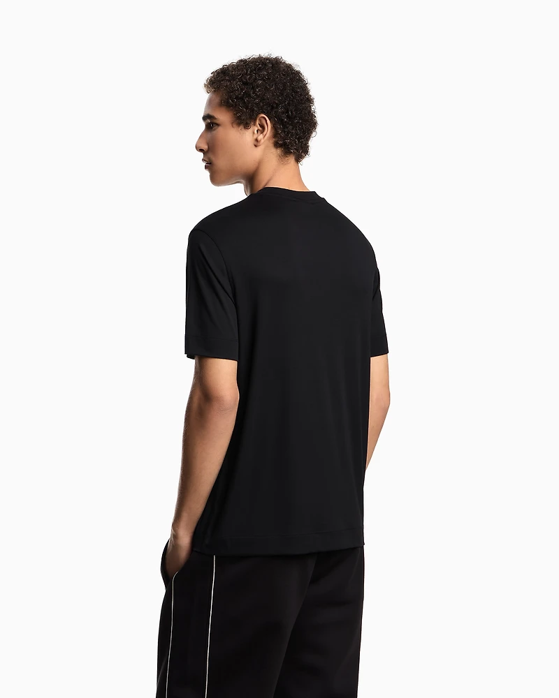 Emporio Armani - Modal jersey T-shirt with micro eagle embroidery, Man, Black, Size: