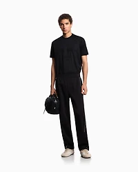 Emporio Armani - ASV Lyocell-blend jersey T-shirt with oversized embroidery, Man, Black, Size: