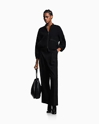 Emporio Armani - Technical cady blouson with logo embroidery, Woman, Black, Size: