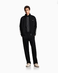 Emporio Armani - ASV jersey trousers with elasticated waist and contrasting bands, Man, Black, Size:
