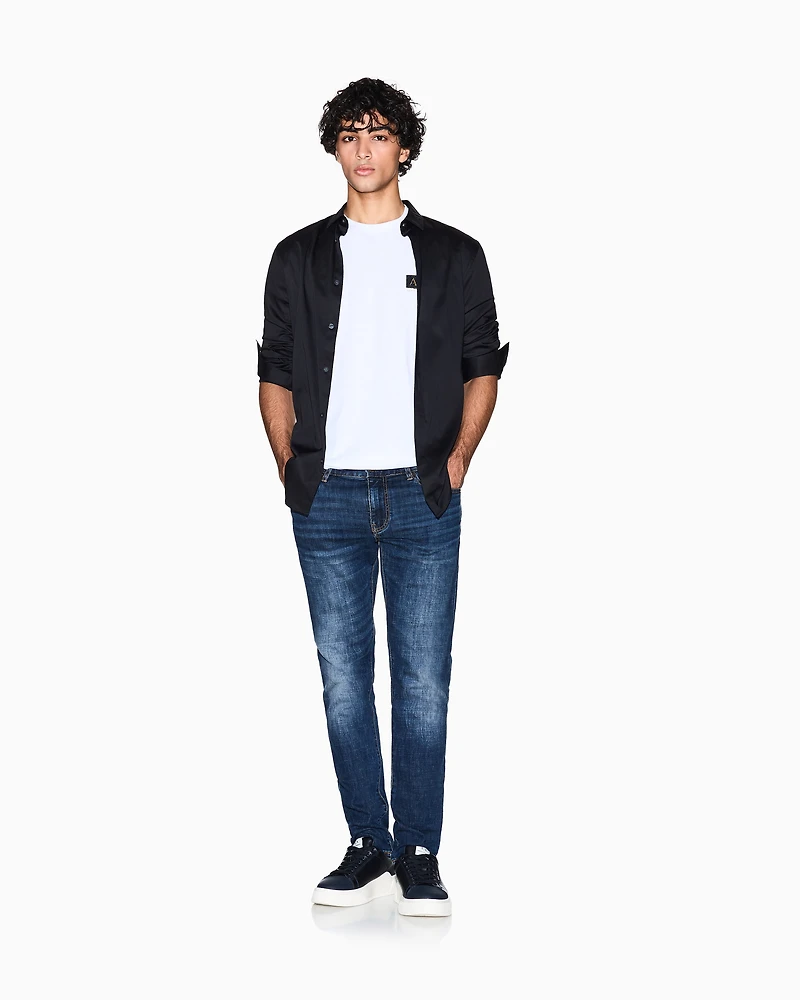 Armani Exchange - Stretch denim skinny jeans, Man, Blue, Size: