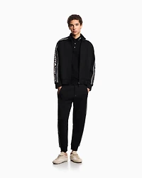 Emporio Armani - ASV double-jersey joggers with logo stripes, Man, Black, Size: