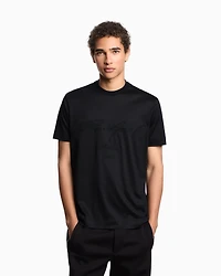 Emporio Armani - ASV Lyocell-blend jersey T-shirt with oversized embroidery, Man, Black, Size: