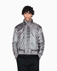 Armani Exchange - ALLOVER LOGO LETTERING BOMBER JACKET, Man, Grey, Size:
