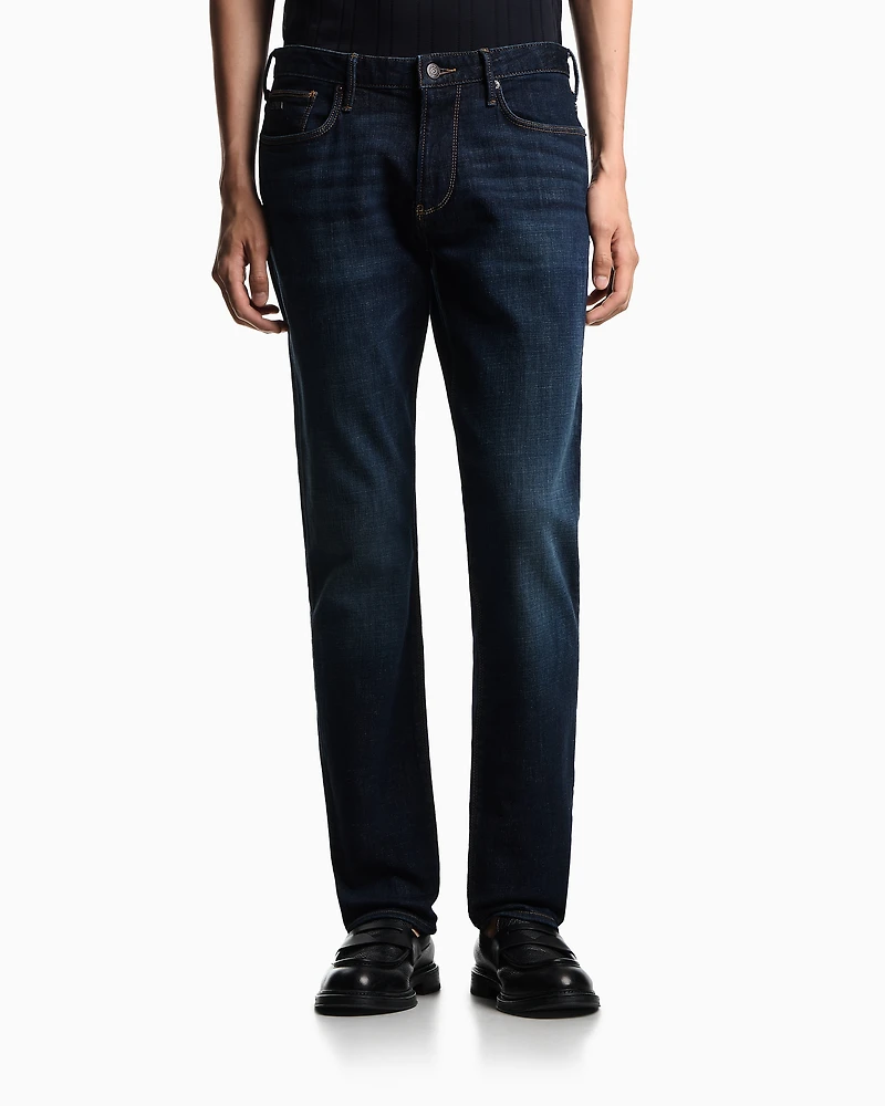 Emporio Armani - J06 slim-fit, washed denim jeans, Man, Blue, Size: