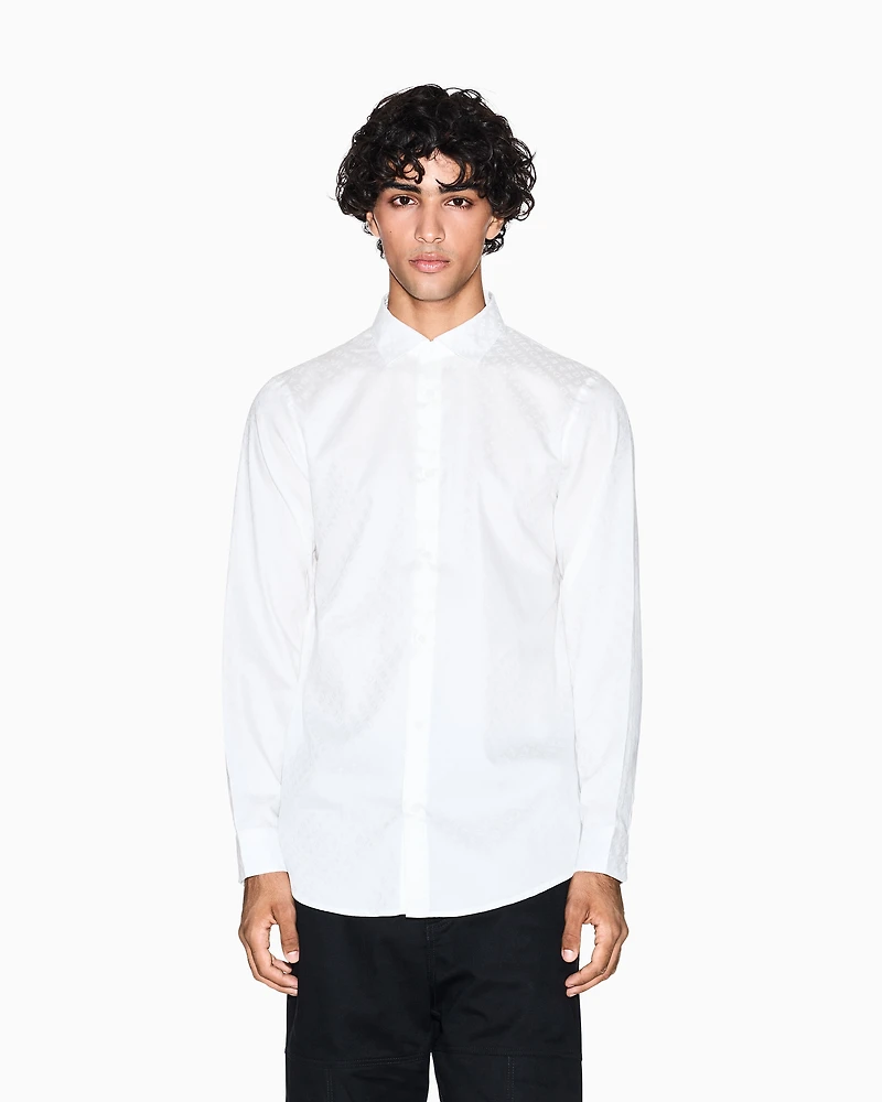 Armani Exchange - Regular fit shirt with allover logo, Man, White, Size: