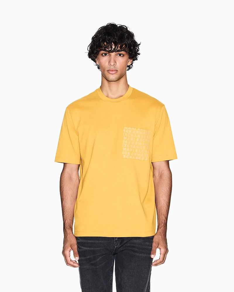 Armani Exchange - Regular fit T-shirt with logo pocket, Man, Yellow, Size: