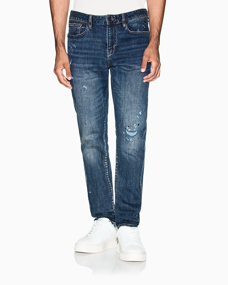 Armani Exchange - Slim fit jeans denim fleece, Man, Blue, Size:
