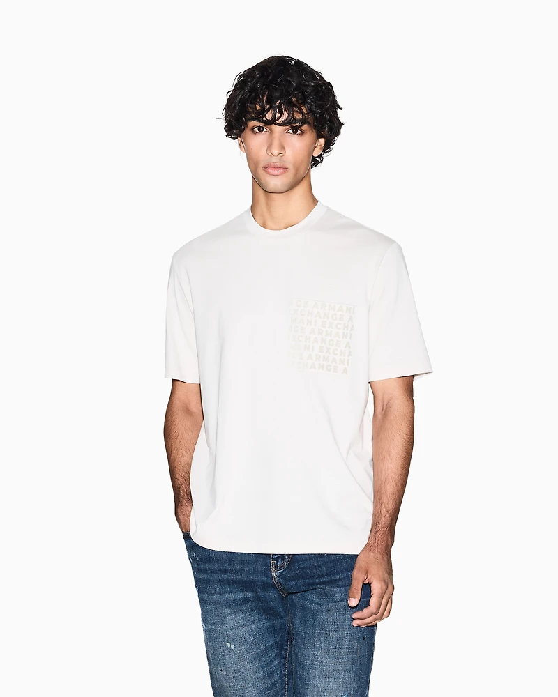 Armani Exchange - Regular fit T-shirt with logo pocket, Man, White, Size: