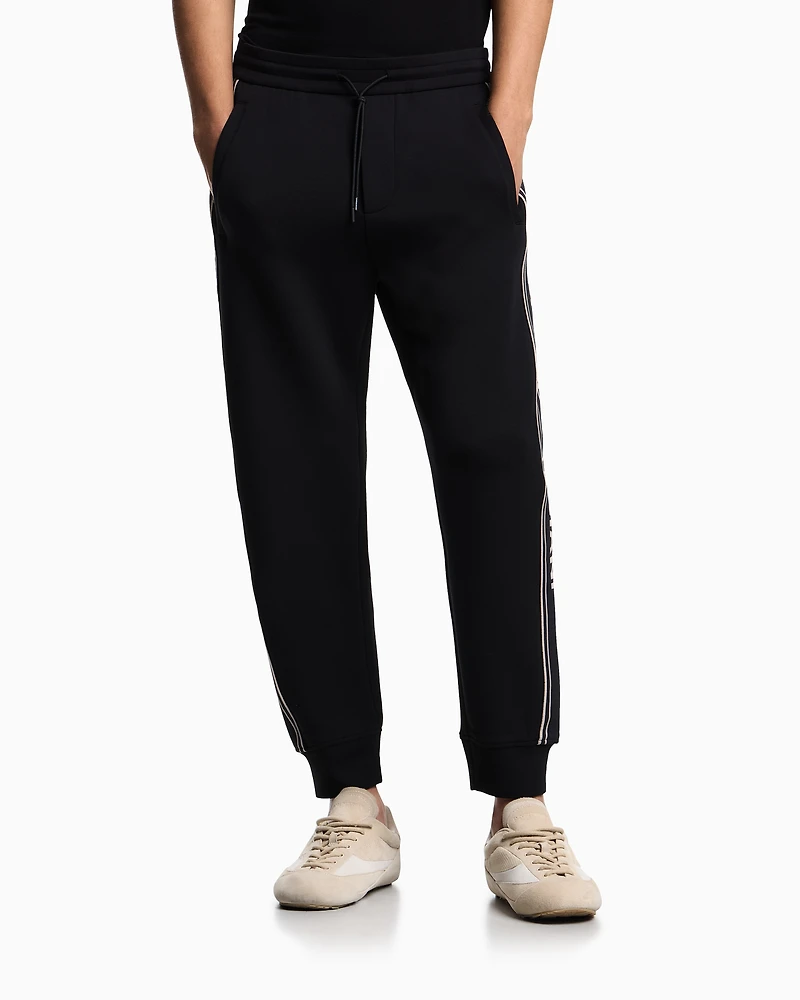 Emporio Armani - ASV double-jersey joggers with logo stripes, Man, Black, Size: