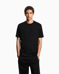 Emporio Armani - Modal jersey T-shirt with micro eagle embroidery, Man, Black, Size:
