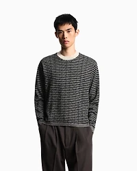 Emporio Armani - Virgin-wool jumper with all-over jacquard signature logo, Man, Black, Size:
