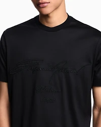 Emporio Armani - ASV Lyocell-blend jersey T-shirt with oversized embroidery, Man, Black, Size: