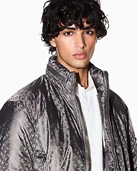 Armani Exchange - ALLOVER LOGO LETTERING BOMBER JACKET, Man, Grey, Size: