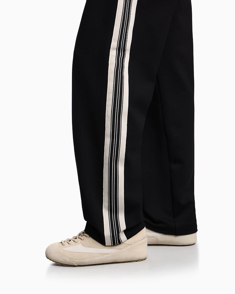Emporio Armani - ASV jersey trousers with elasticated waist and contrasting bands, Man, Black, Size: