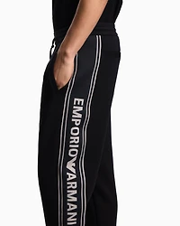 Emporio Armani - ASV double-jersey joggers with logo stripes, Man, Black, Size: