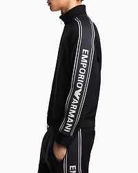 Emporio Armani - ASV double-jersey full-zip sweatshirt with logo stripe, Man, Black, Size:
