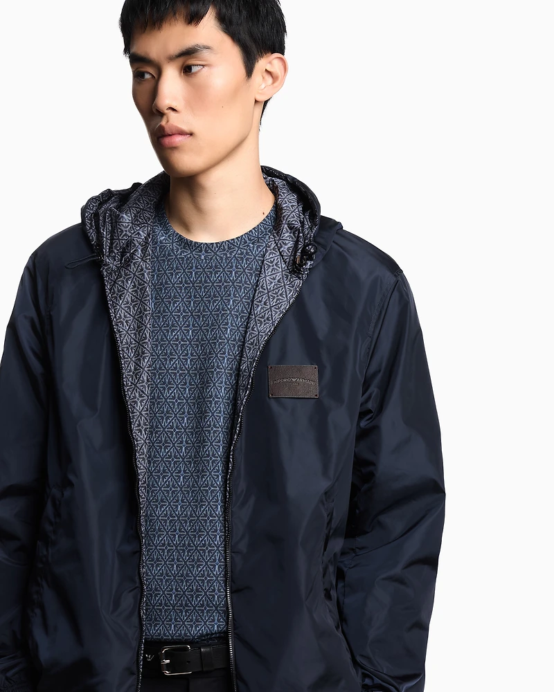 Emporio Armani - Reversible nylon blouson with majolica print, Man, Blue, Size: