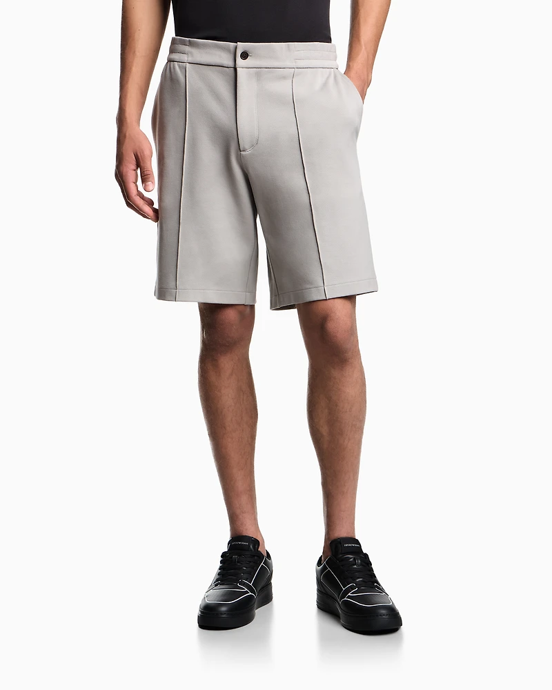 Emporio Armani - Jersey Bermuda shorts with ribs, Man, Grey, Size: