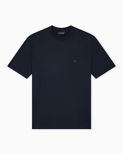 Emporio Armani - Travel Essentials Lyocell-blend jersey T-shirt, Man, Navy Blue, Size: