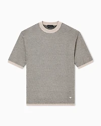 Emporio Armani - Virgin-wool jumper with two-tone jacquard micro motif, Man, Brown, Size: