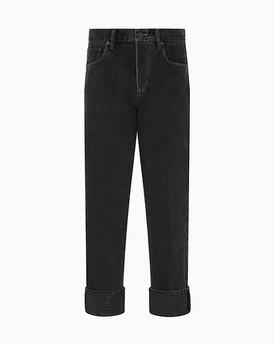 Emporio Armani - J73 loose-fit denim jeans with logo turn-ups, Man, Grey, Size: