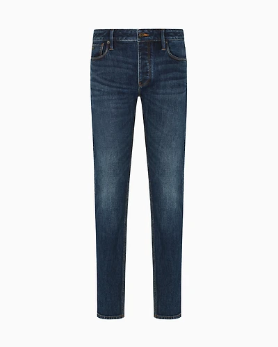 Emporio Armani - J75 slim-fit, stone-washed stretch-denim jeans, Man, Blue, Size: