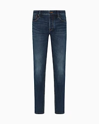 Emporio Armani - J75 slim-fit, stone-washed stretch-denim jeans, Man, Blue, Size: