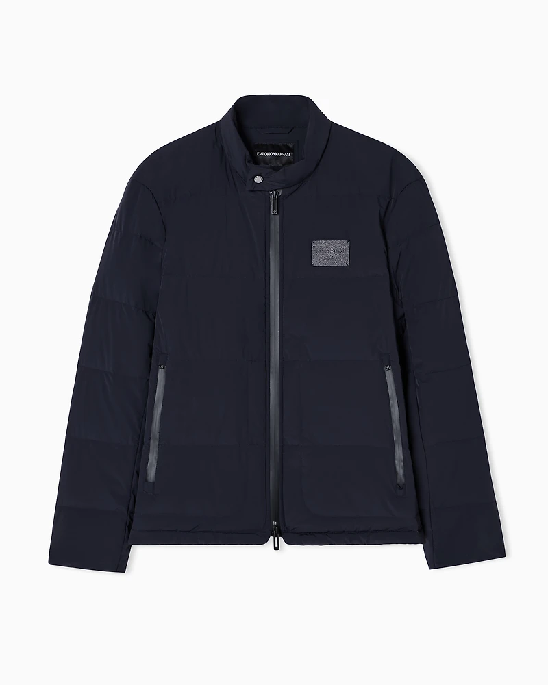 Emporio Armani - Quilted Spandex nylon down jacket, Man, Navy Blue, Size: