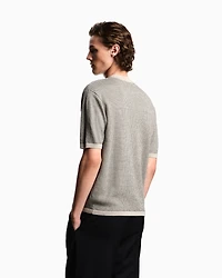Emporio Armani - Virgin-wool jumper with two-tone jacquard micro motif, Man, Brown, Size: