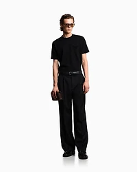 Emporio Armani - Piqué jersey T-shirt with eagle patch, Man, Black, Size: