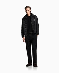Emporio Armani - ASV plain-knit jumper with polo-shirt collar, a wool and Lyocell blend, Man, Black, Size: