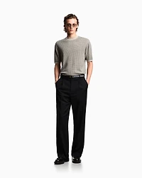 Emporio Armani - Virgin-wool jumper with two-tone jacquard micro motif, Man, Brown, Size:
