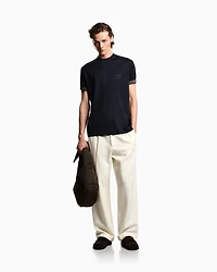 Emporio Armani - ASV Lyocell-blend jersey T-shirt with contrasting details, Man, Navy Blue, Size: