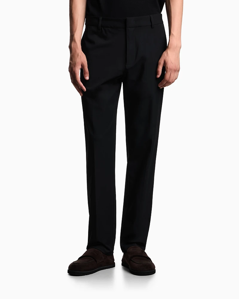 Emporio Armani - Chinos nylon stretch twill, Man, Black, Size: