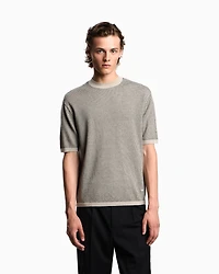 Emporio Armani - Virgin-wool jumper with two-tone jacquard micro motif, Man, Brown, Size: