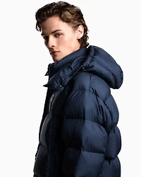 Emporio Armani - Water-repellent, quilted ripstop nylon hooded down jacket, Man, Navy_blue, Size: