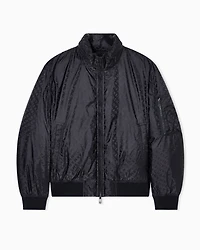 Armani Exchange - ALLOVER LOGO LETTERING BOMBER JACKET, Man, Black, Size: