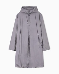 Wide trench coat with hood