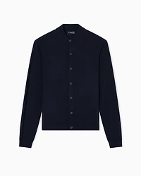 Emporio Armani - Travel Essentials plain-knit virgin-wool cardigan, Man, Navy Blue, Size: