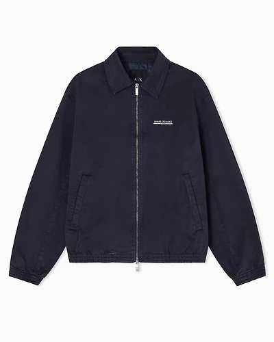 Armani Exchange - Navy ZIP UP LOGO BOMBER JACKET, Man, Blue, Size: