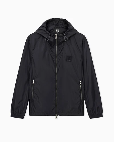 Armani Exchange - BLACK LOGO PATCH WINDBREAKER, Man, Black, Size: