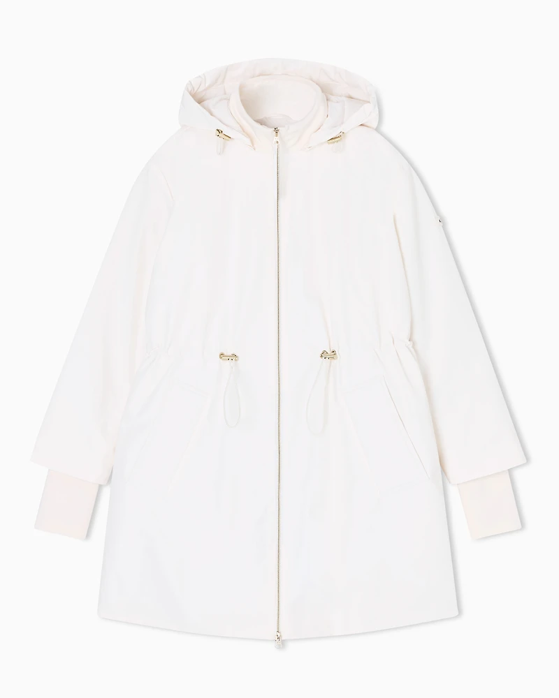 Armani Exchange - Recycled fabric parka with hood, Woman, White, Size: