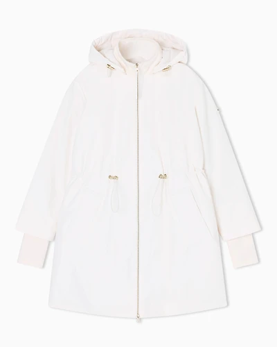 Armani Exchange - Recycled fabric parka with hood, Woman, White, Size: