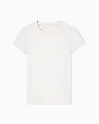 Armani Exchange - Slim fit T-shirt with logo lettering, Woman, Beige, Size: